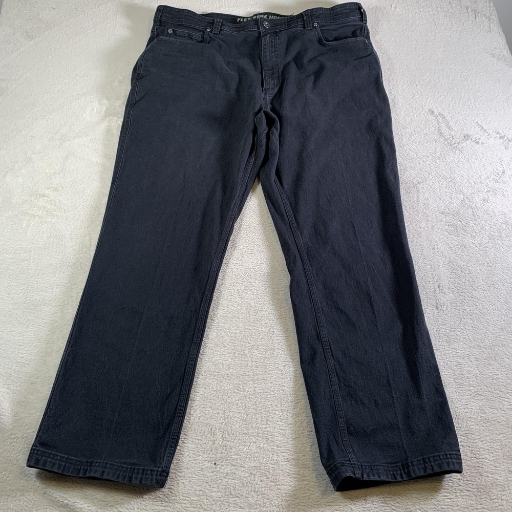 Duluth Trading Co Flex Fire Hose Pants Mens 42x32 Blue Canvas Stretch Relaxed